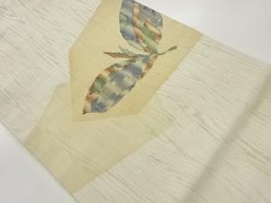 手織り紬多角形に葉模様名古屋帯